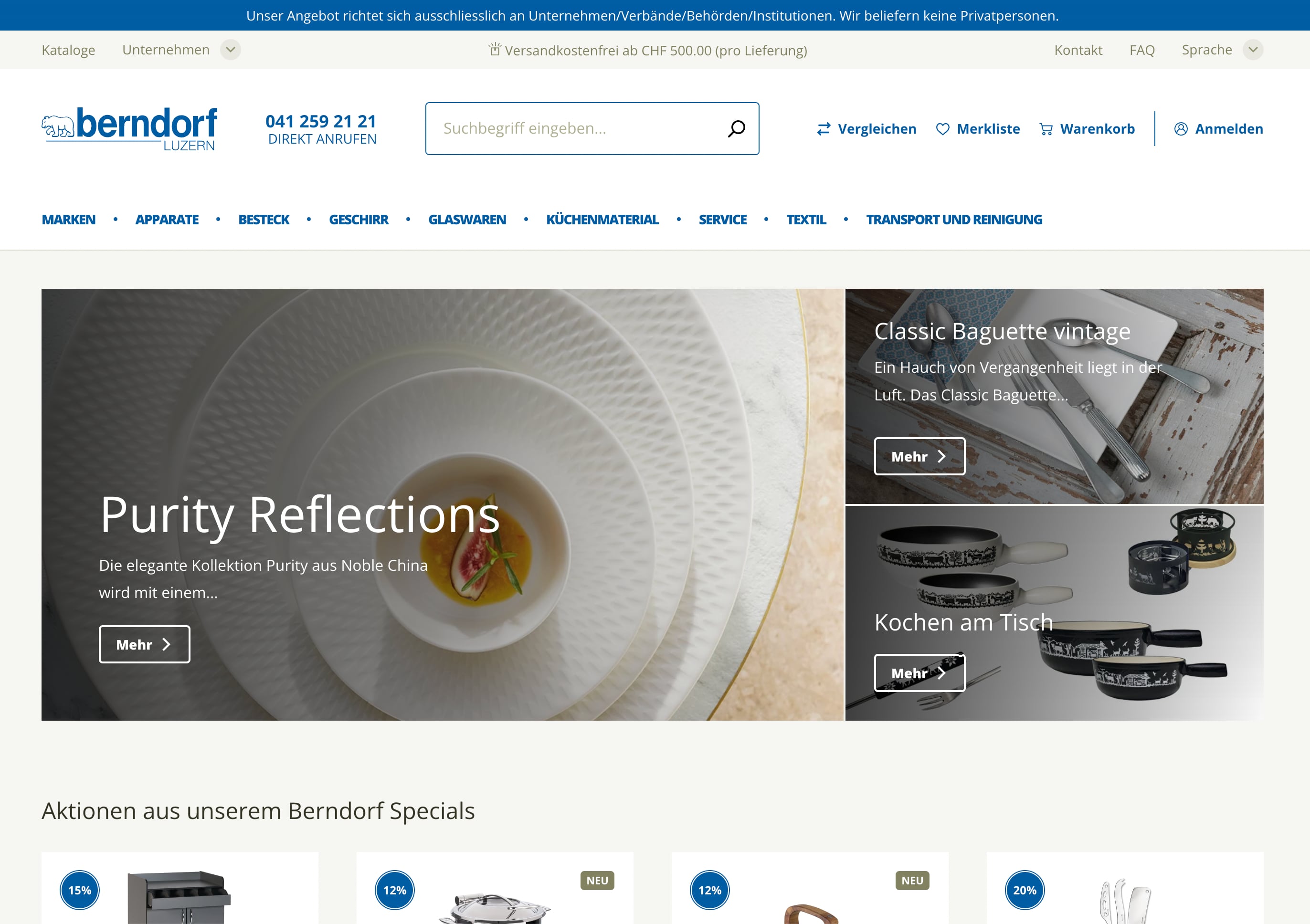 Image of the Berndorf Luzern webshop